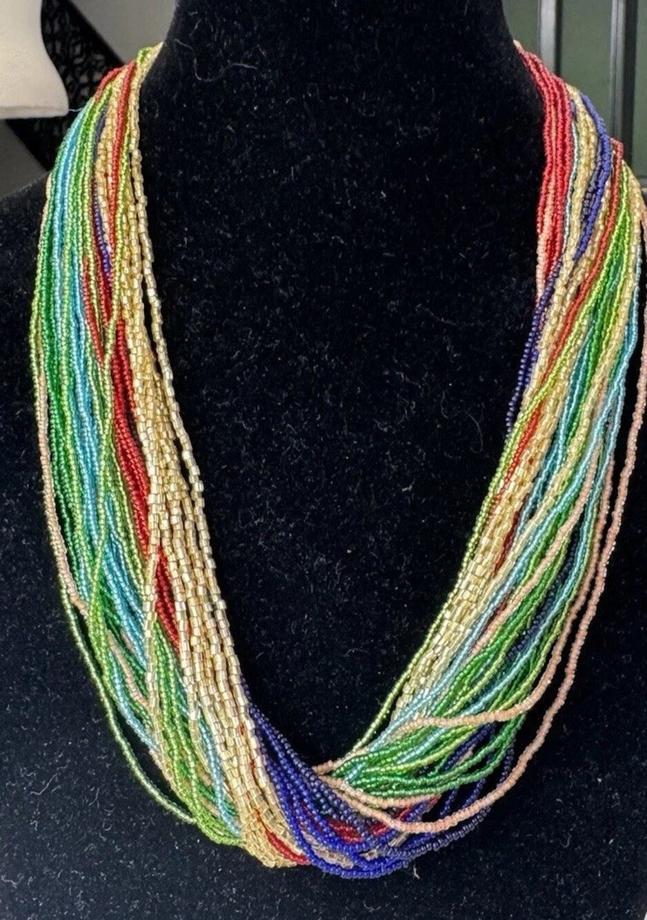 Ross-Simons Italian Rainbow Murano Glass Bead Torsade Necklace 19 1/2”
